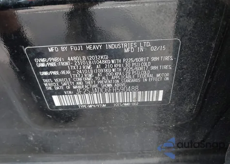 2015 Subaru Forester 2.5I Premium z USA, uszkodzony, nr VIN JF2SJADC6FH590488